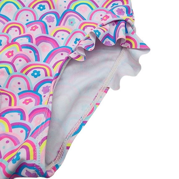 Andy & Evan Toddler Girls Rainbow Ruffle One Piece Bathing Suit - 3T - Picture 4 of 8